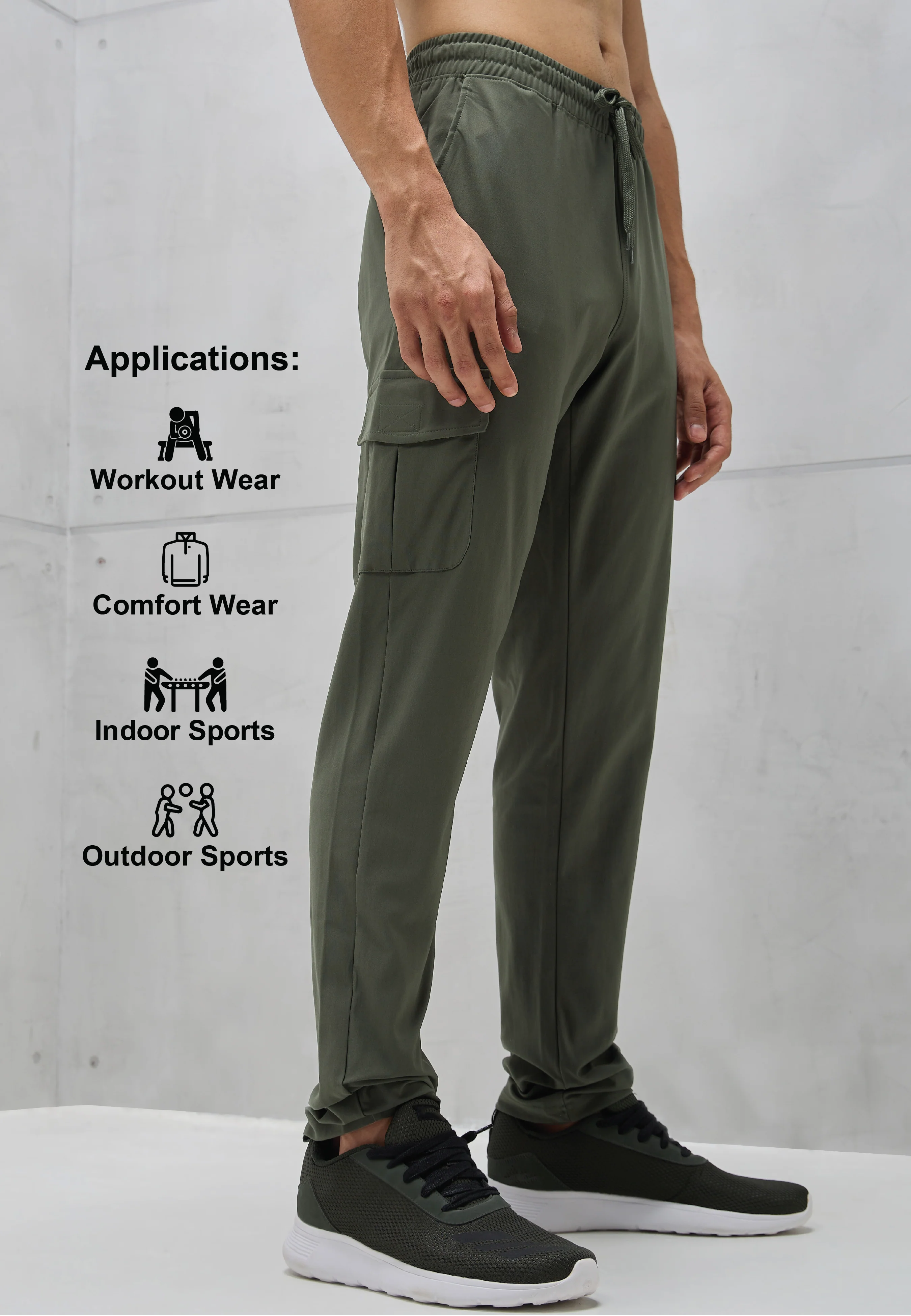 Men Solid Relax Fit Cargo Trackpants with DURACOOL+ - Image 5
