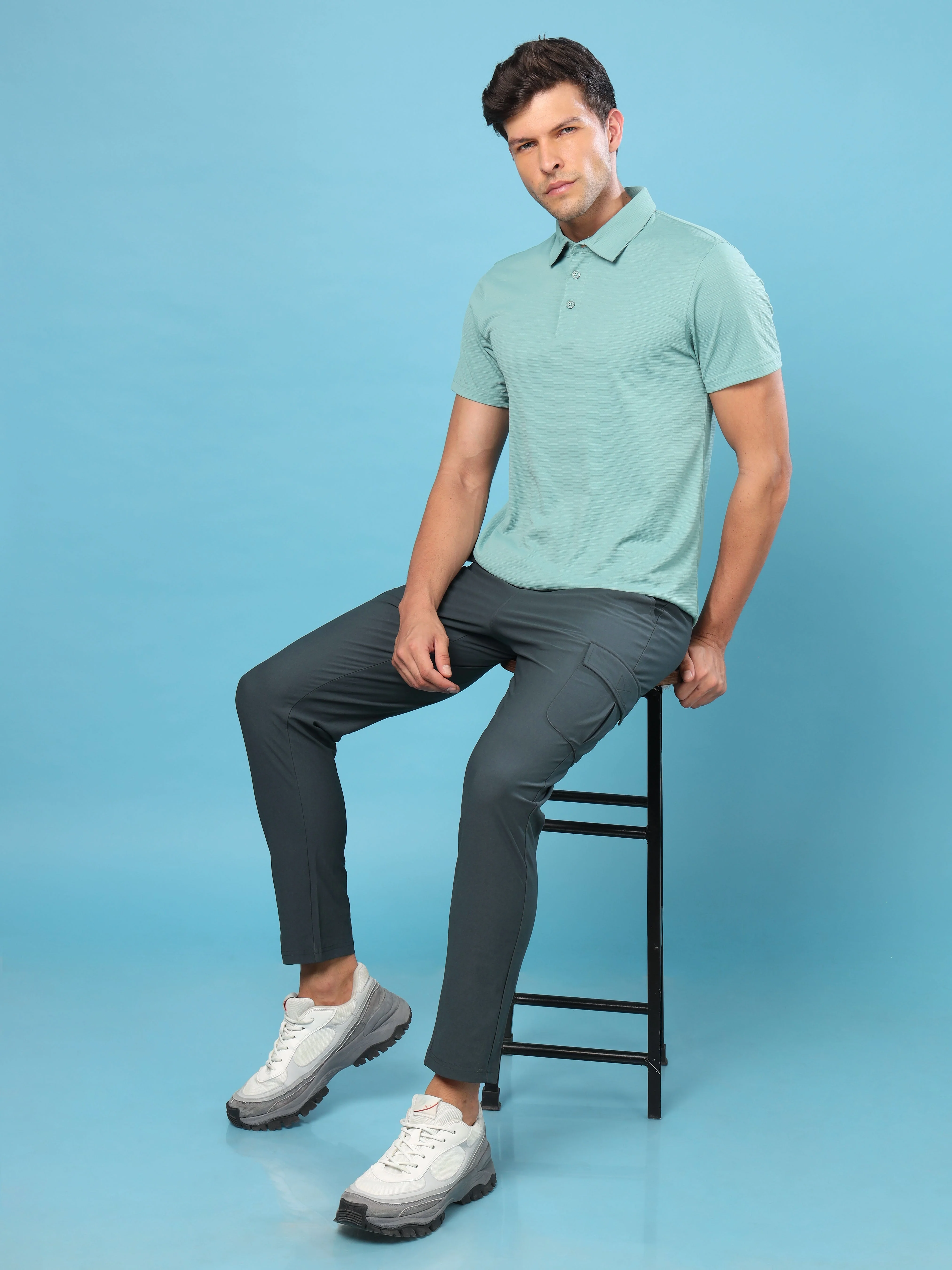 Men Solid Relax Fit Cargo Trackpants with DURACOOL+ - Image 5