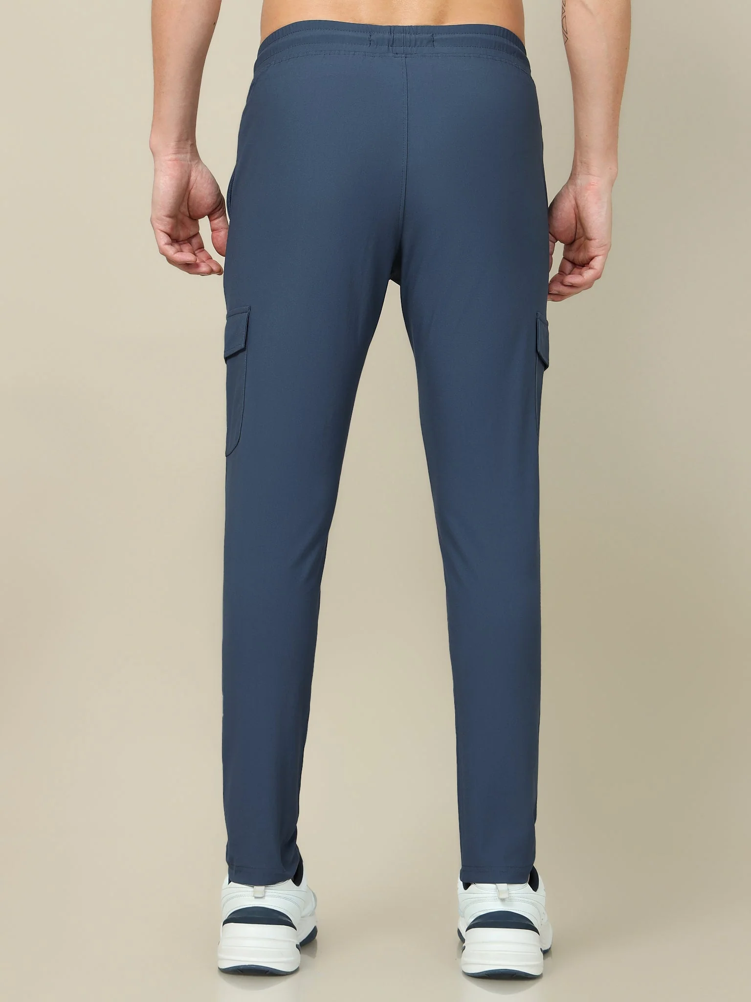 Men Solid Relax Fit Cargo Trackpants with DURACOOL+ - Image 3