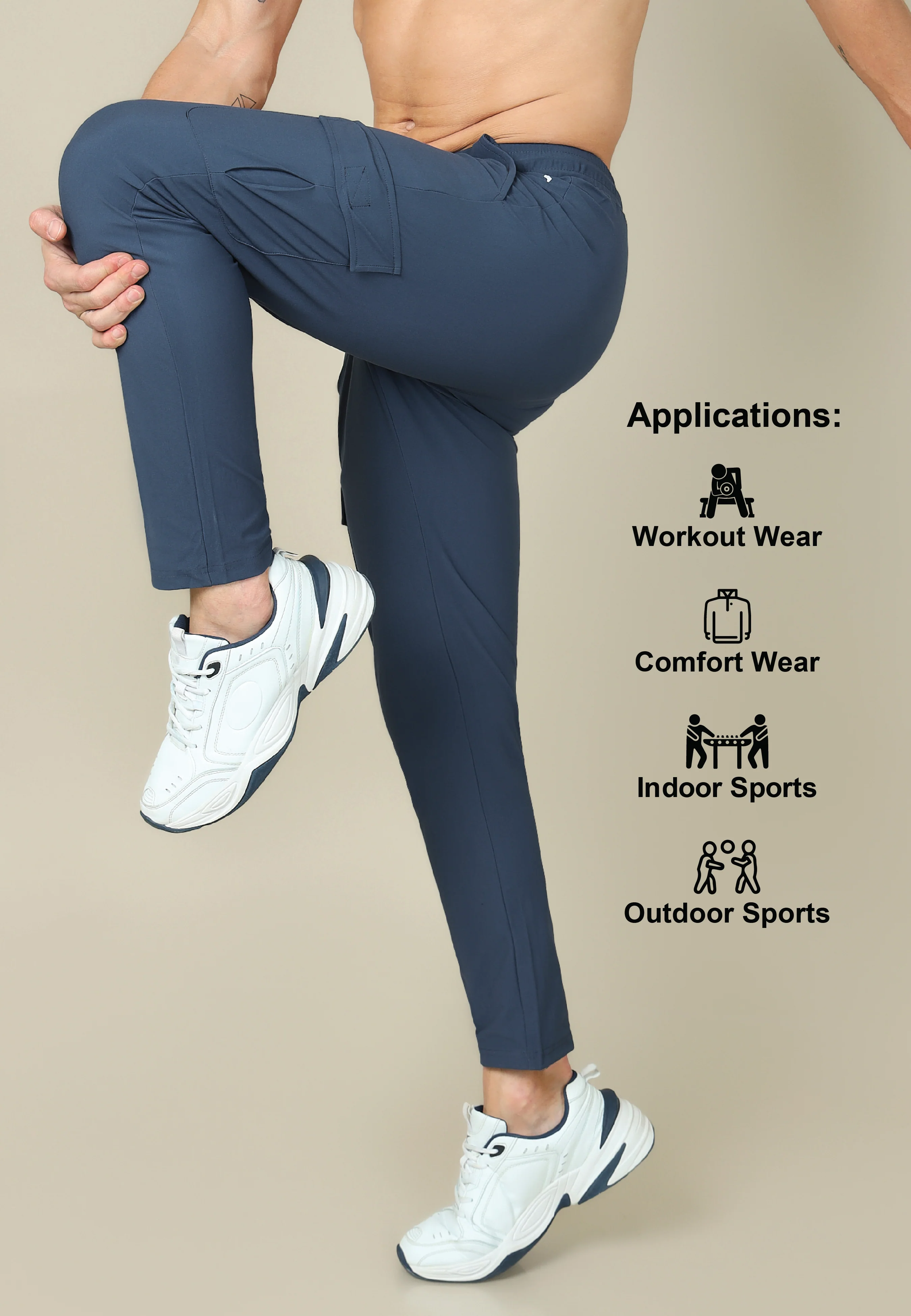 Men Solid Relax Fit Cargo Trackpants with DURACOOL+ - Image 5