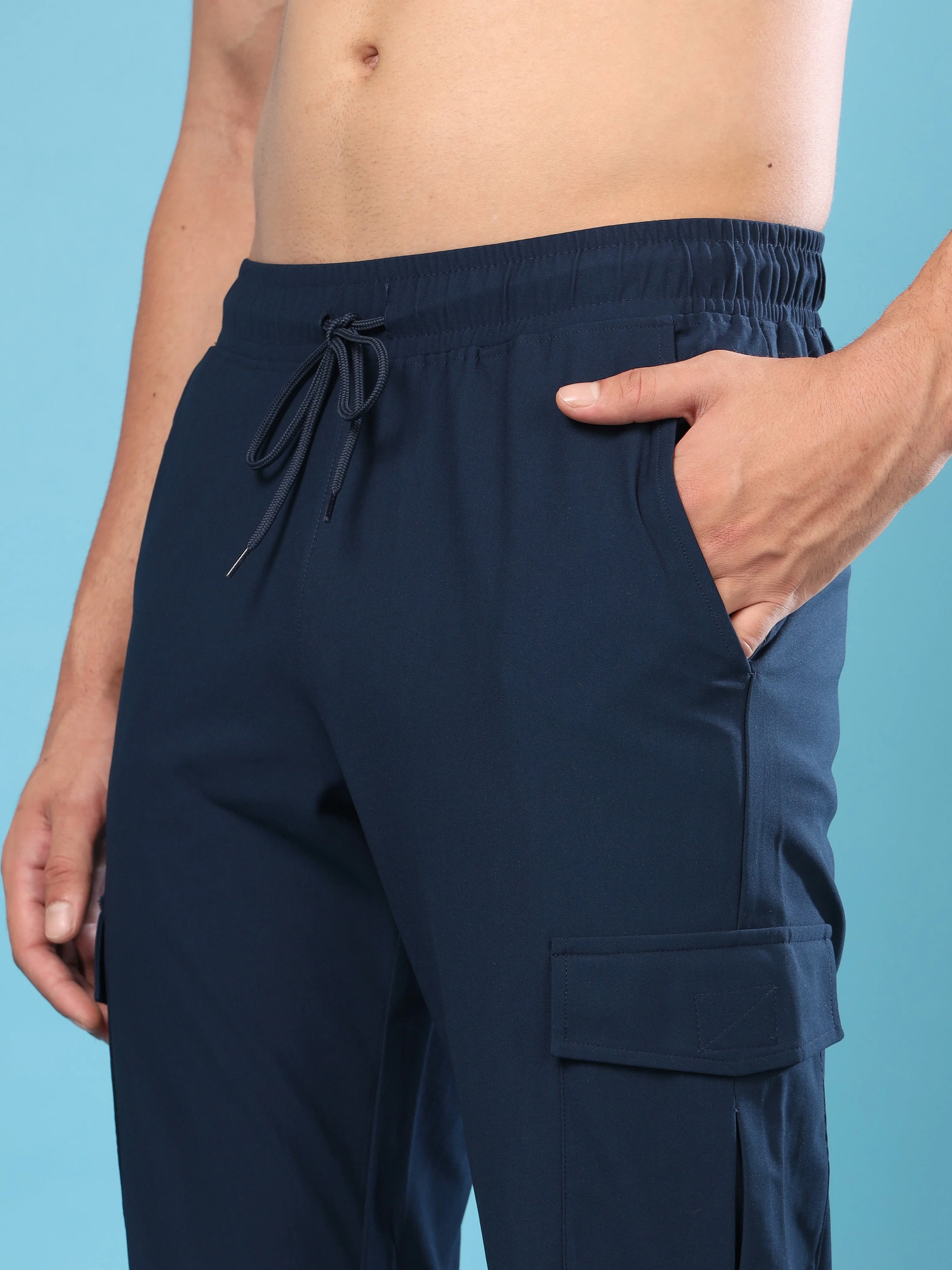 Men Solid Relax Fit Cargo Trackpants with DURACOOL+ - Image 6
