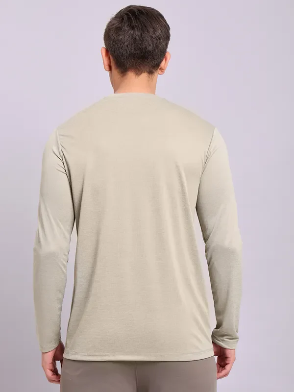 Men Melange Slim Fit Crew Neck T-shirt with DOUBLE COOL - Image 3