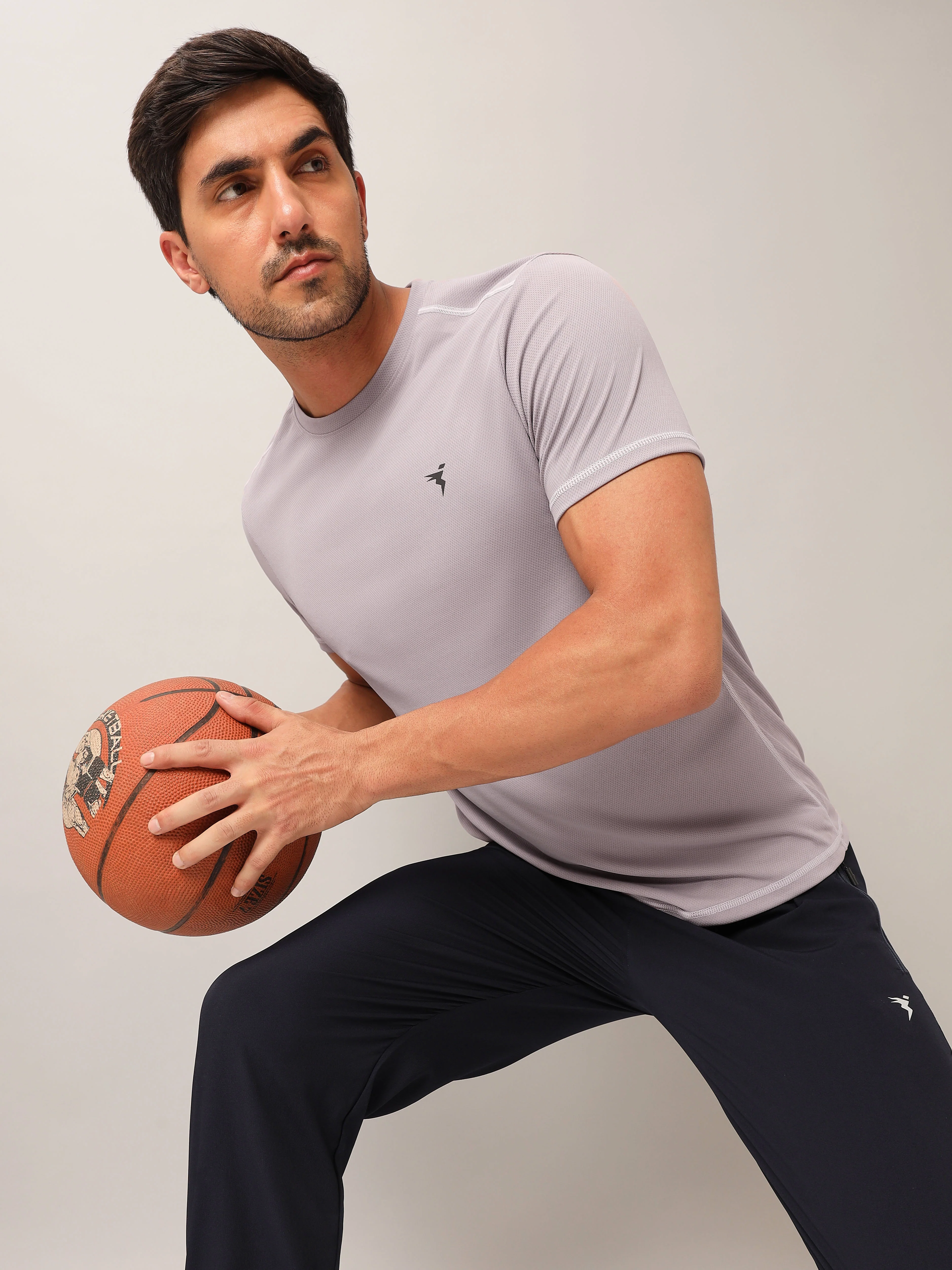 Men Solid Slim Fit Crew Neck T-shirt with TECHNO COOL+