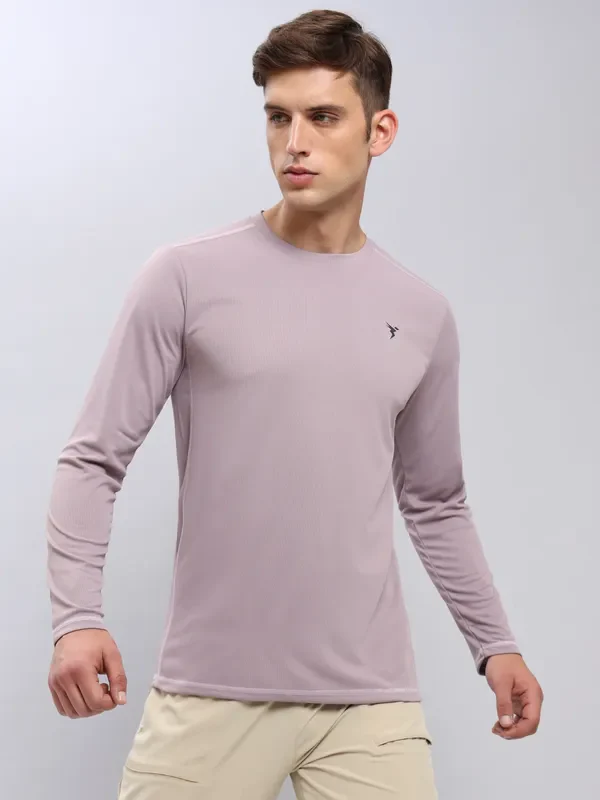 Men Solid Slim Fit Crew Neck T-shirt with TECHNO COOL+