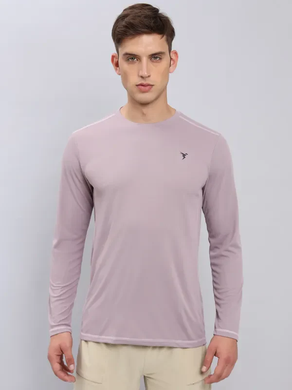 Men Solid Slim Fit Crew Neck T-shirt with TECHNO COOL+ - Image 2