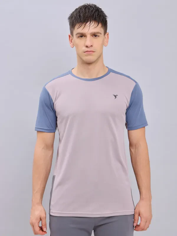Men Colorblock Slim Fit Crew Neck T-shirt with TECHNO COOL+