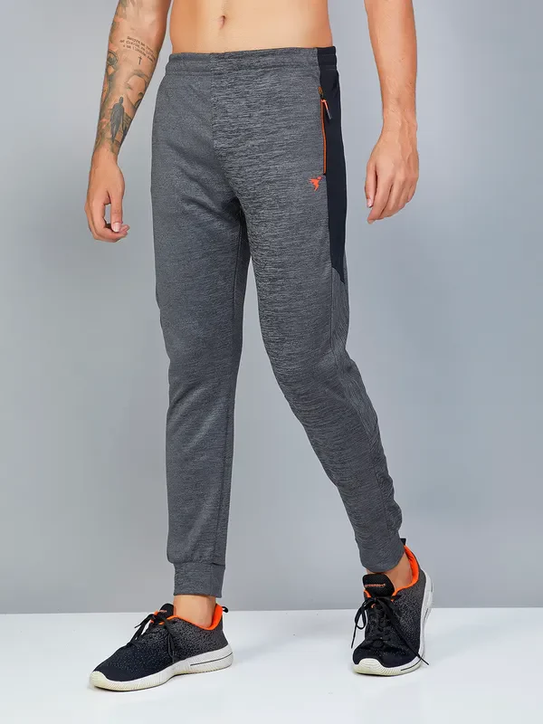 Men Melange Slim Fit Trackpants with TECHNO DRY