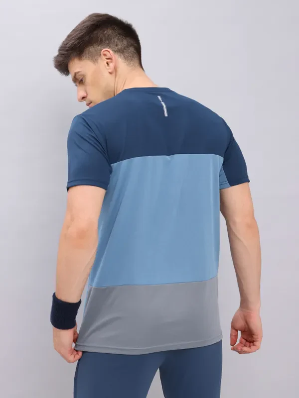 Men Colorblock Slim Fit Crew Neck T-shirt with TECHNO COOL+ - Image 3