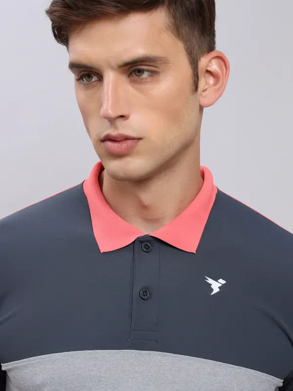 Men Colorblock Slim Fit Polo T-shirt with MATPIQ - Image 5