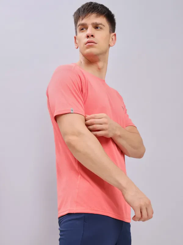 Men Solid Slim Fit Crew Neck T-shirt with TECHNO COOL+ - Image 3