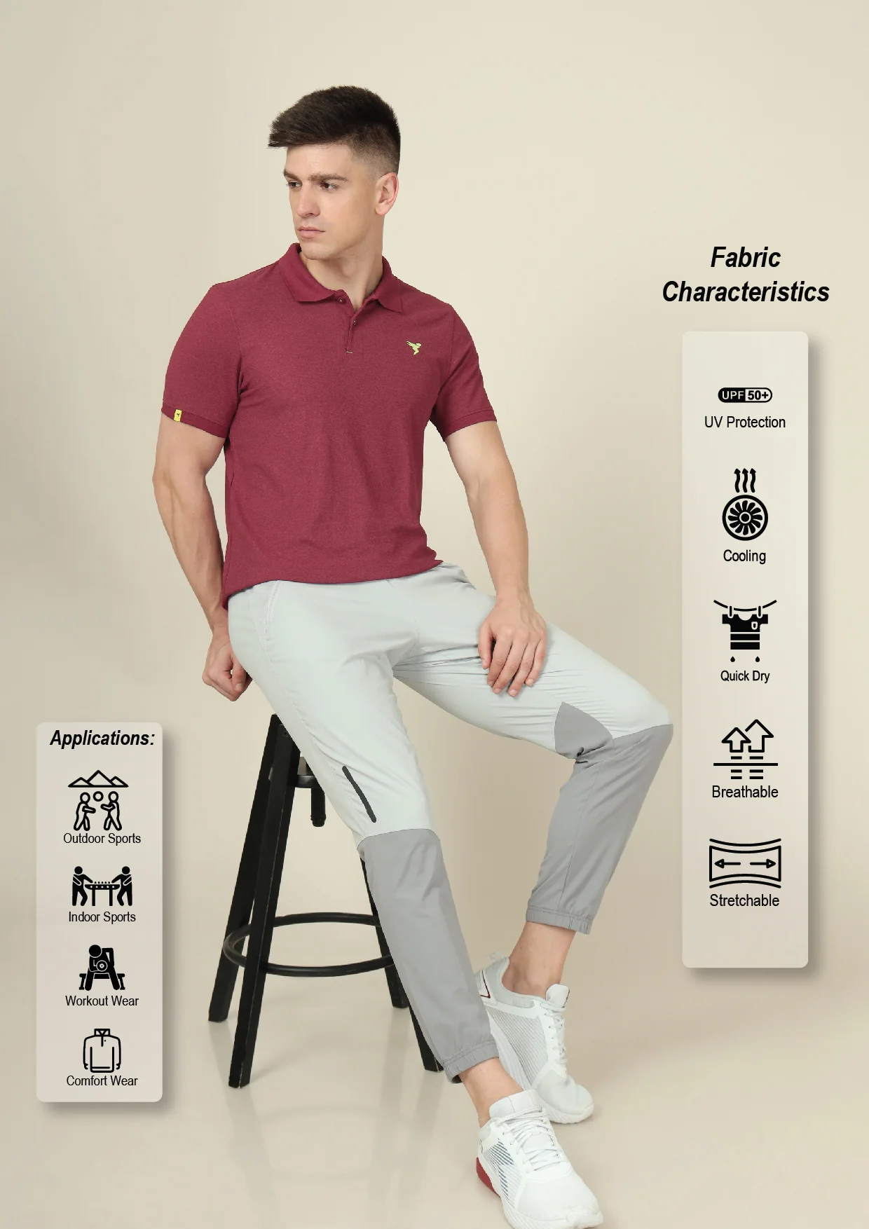 Men Solid Slim Fit Polo T-shirt with MATPIQ - Image 4