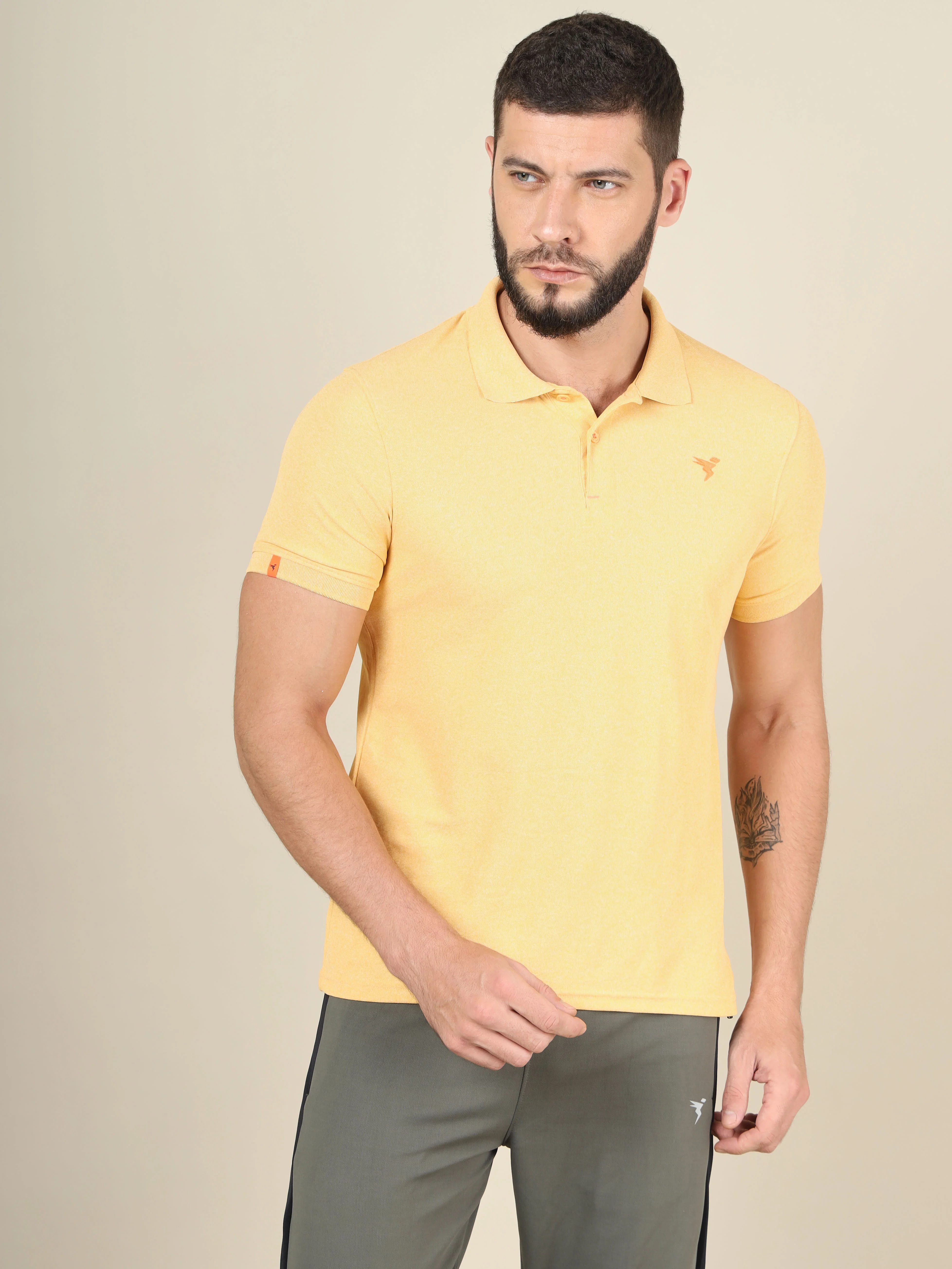 Men Solid Slim Fit Polo T-shirt with MATPIQ - Image 3