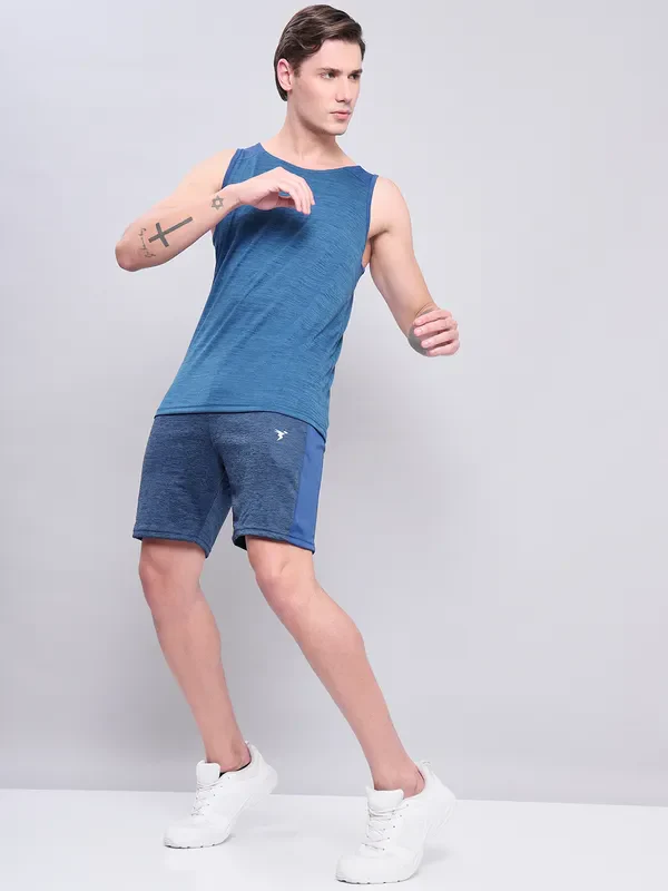 Men Melange Slim Fit Shorts with TECHNO DRY - Image 2