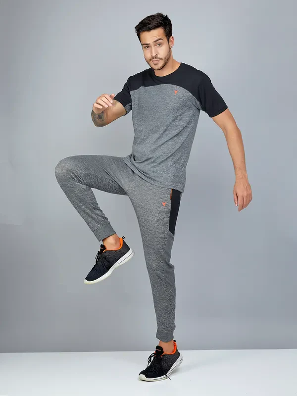 Men Melange Slim Fit Trackpants with TECHNO DRY - Image 2