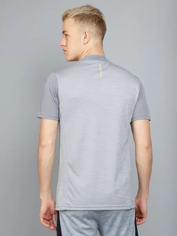 Men Melange Slim Fit Mock Neck T-shirt with TECHNO COOL+ - Image 3