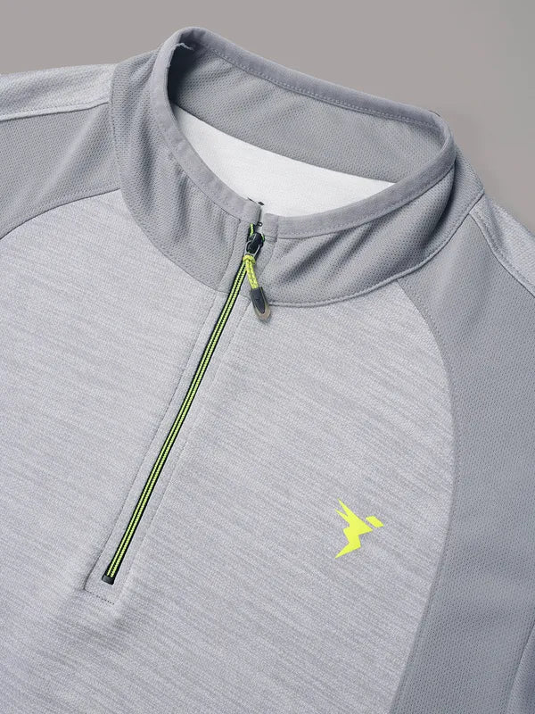 Men Melange Slim Fit Mock Neck T-shirt with TECHNO COOL+ - Image 7
