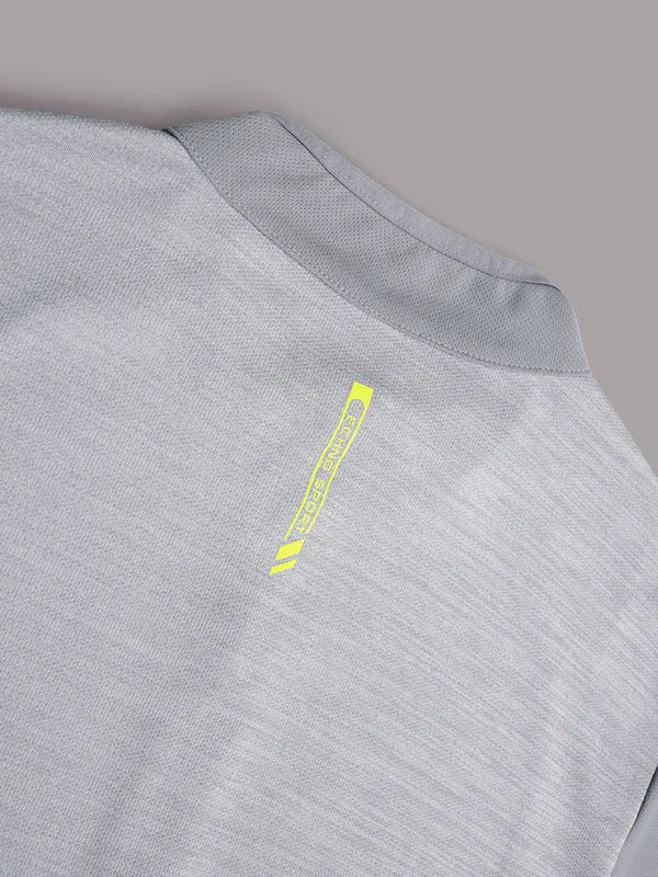 Men Melange Slim Fit Mock Neck T-shirt with TECHNO COOL+ - Image 8