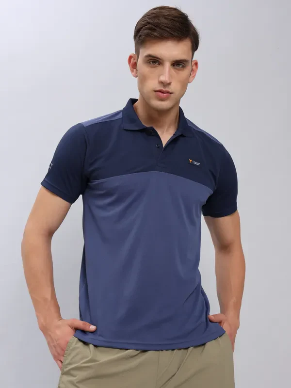 Men Colorblock Slim Fit Polo T-shirt with TECHNO COOL+