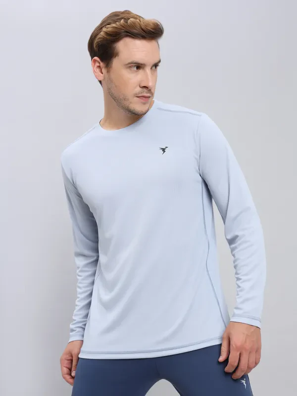Men Solid Slim Fit Crew Neck T-shirt with TECHNO COOL+