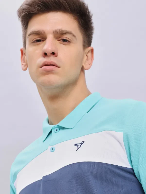 Men Colorblock Slim Fit Polo T-shirt with MATPIQ - Image 4