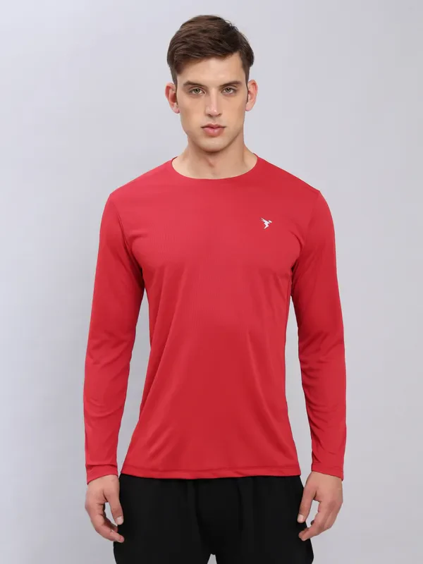 Men Solid Slim Fit Crew Neck T-shirt with TECHNO COOL+ - Image 2