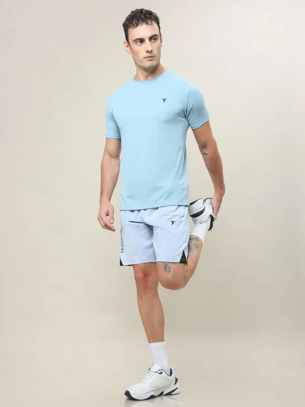 Men Solid Slim Fit Crew Neck T-shirt with TECHNO COOL+ - Image 2