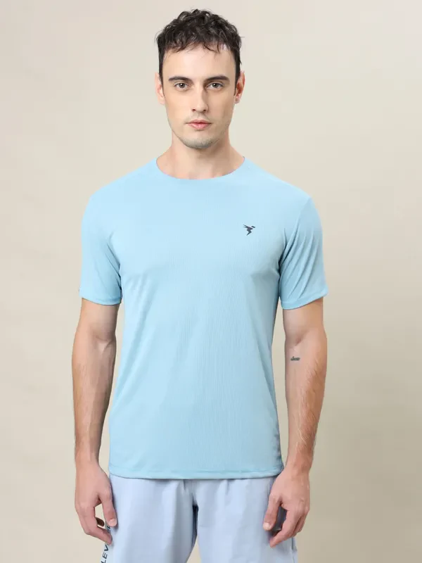 Men Solid Slim Fit Crew Neck T-shirt with TECHNO COOL+ - Image 3