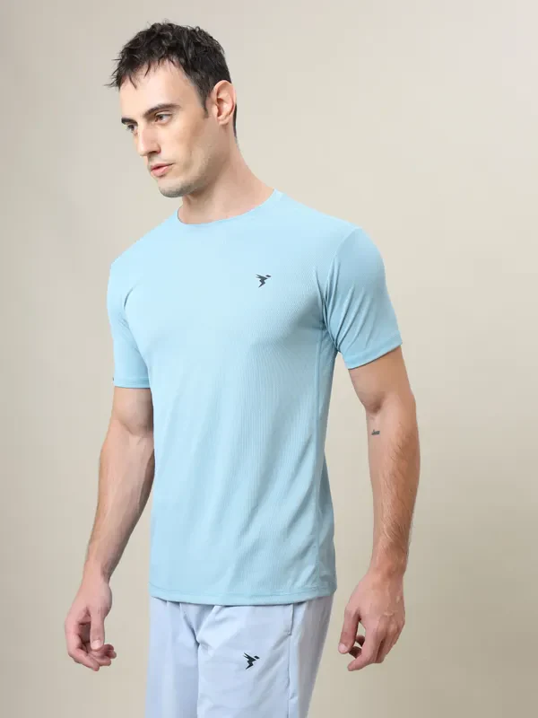 Men Solid Slim Fit Crew Neck T-shirt with TECHNO COOL+ - Image 5