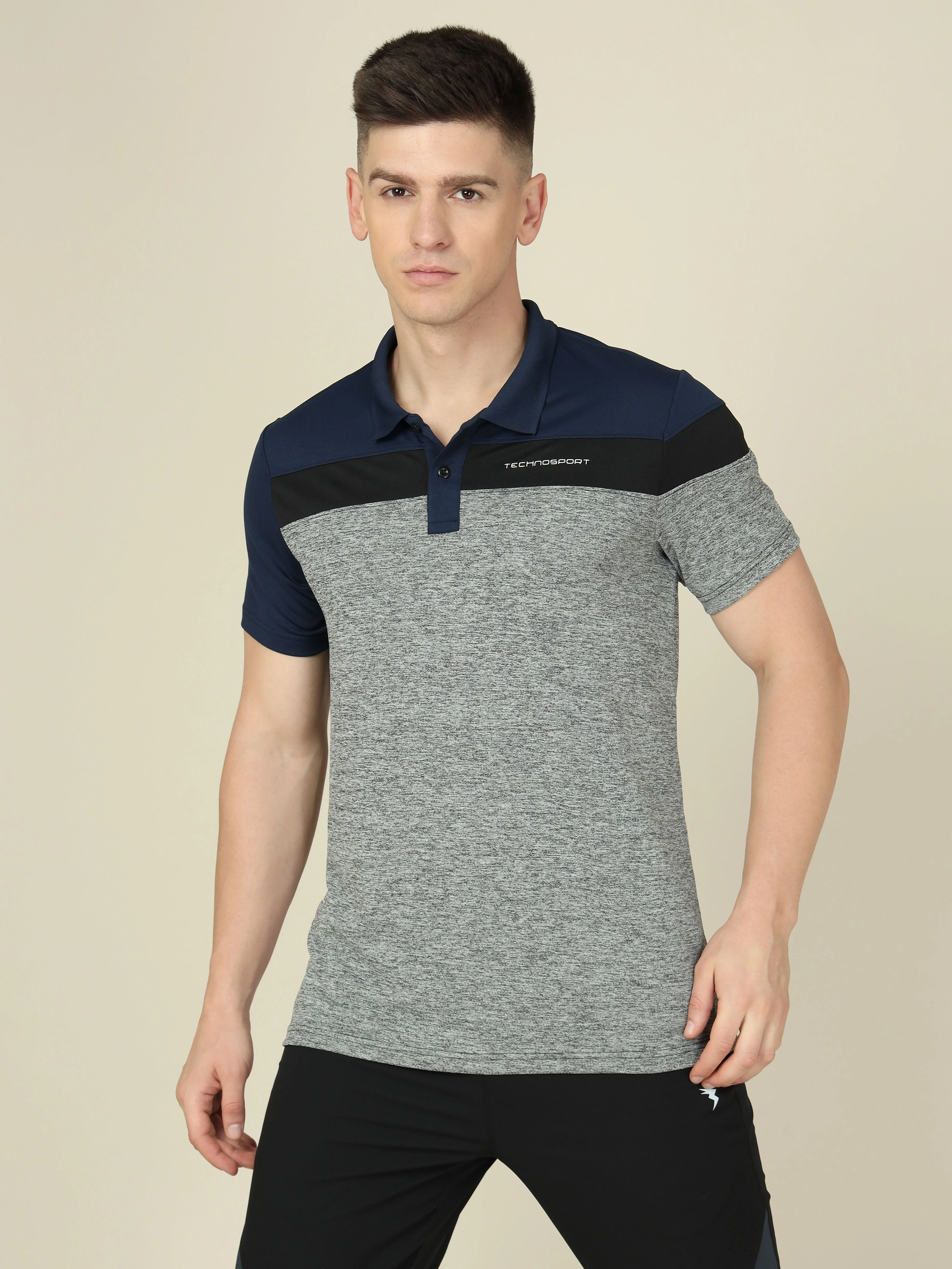 Men Colorblock Slim Fit Polo T-shirt with DOUBLE COOL - Image 2