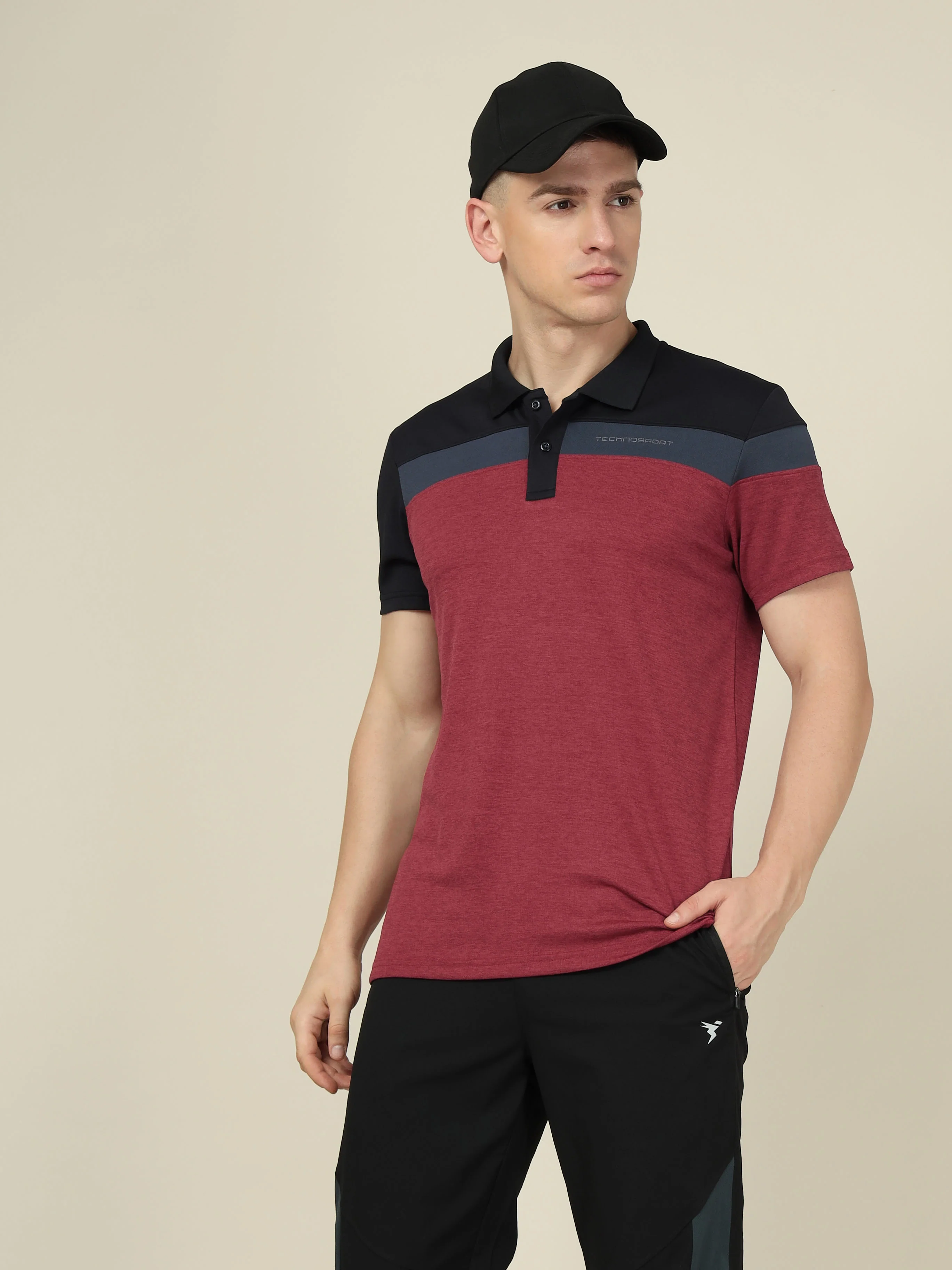 Men Colorblock Slim Fit Polo T-shirt with DOUBLE COOL - Image 3