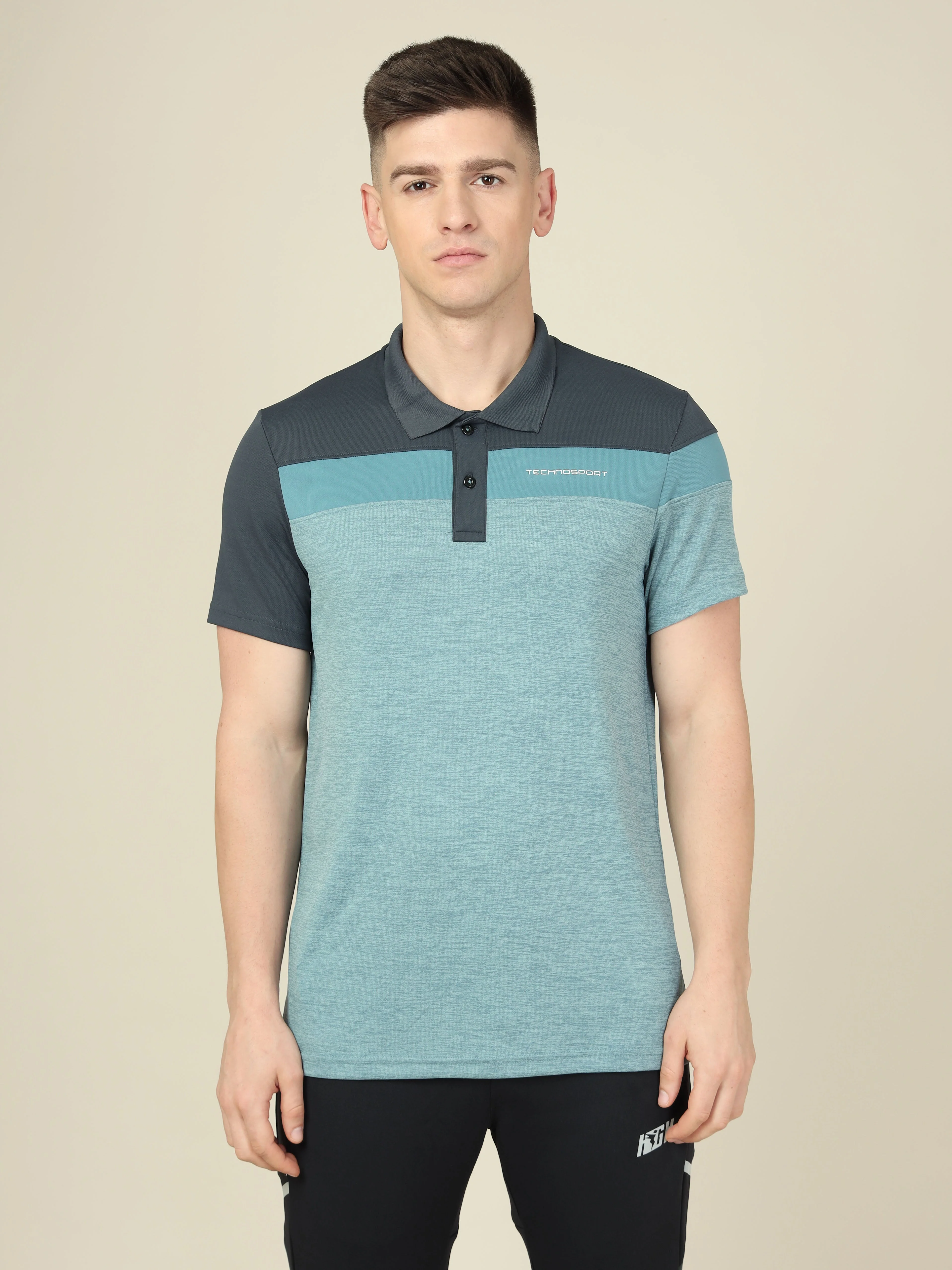 Men Colorblock Slim Fit Polo T-shirt with DOUBLE COOL - Image 3