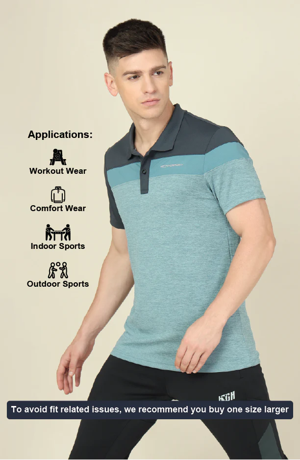 Men Colorblock Slim Fit Polo T-shirt with DOUBLE COOL - Image 5