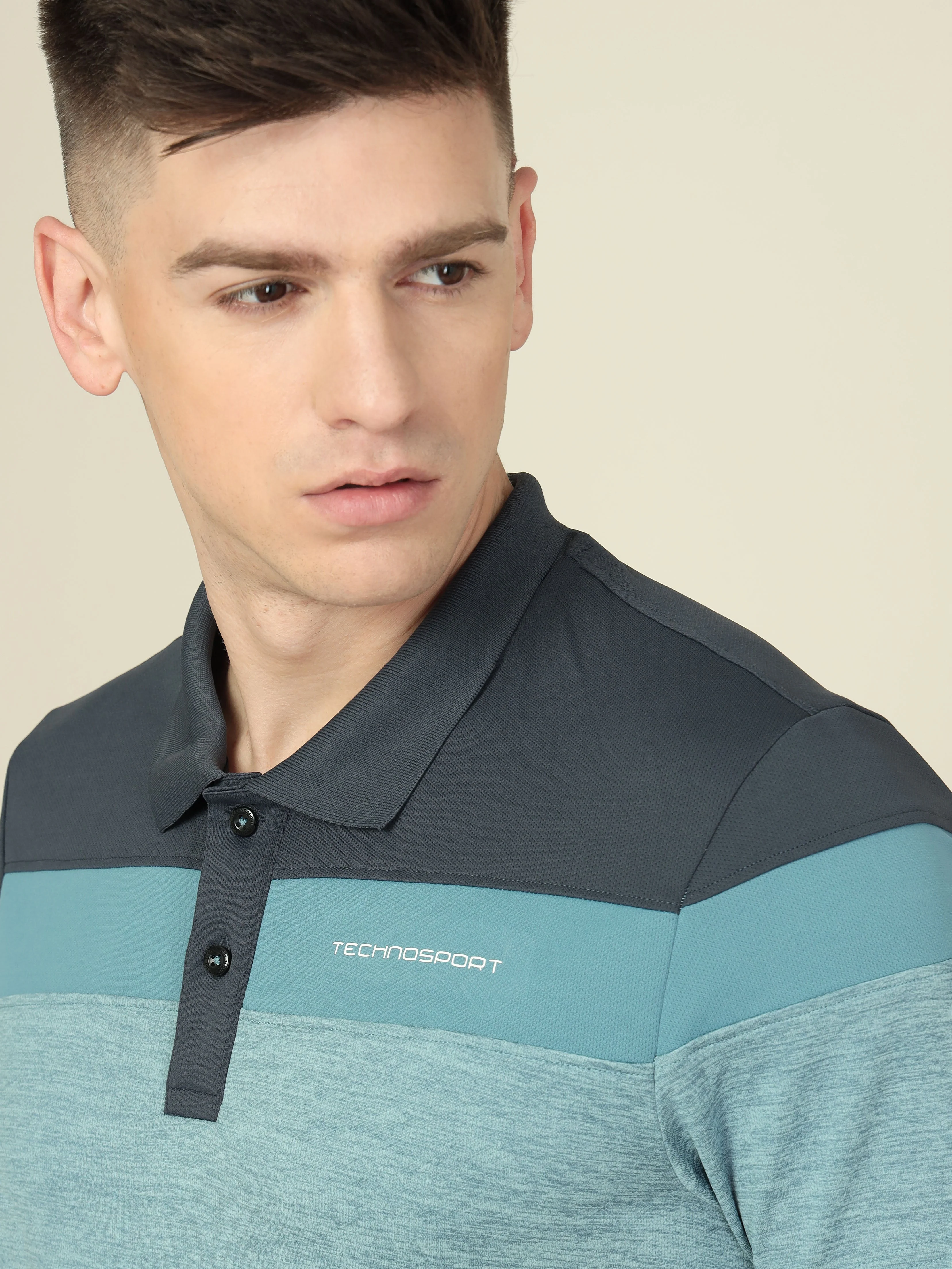 Men Colorblock Slim Fit Polo T-shirt with DOUBLE COOL - Image 6