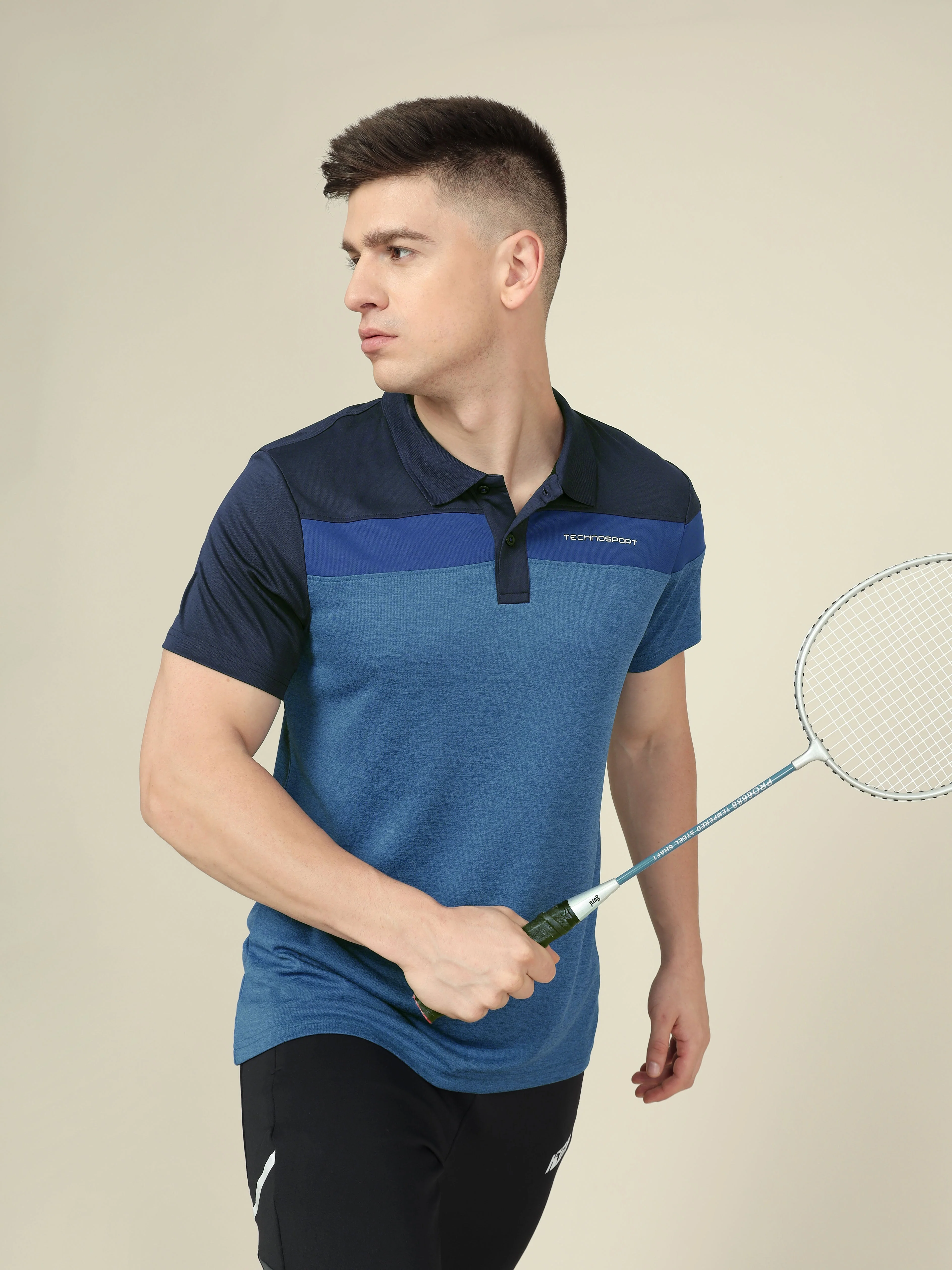 Men Colorblock Slim Fit Polo T-shirt with DOUBLE COOL - Image 3