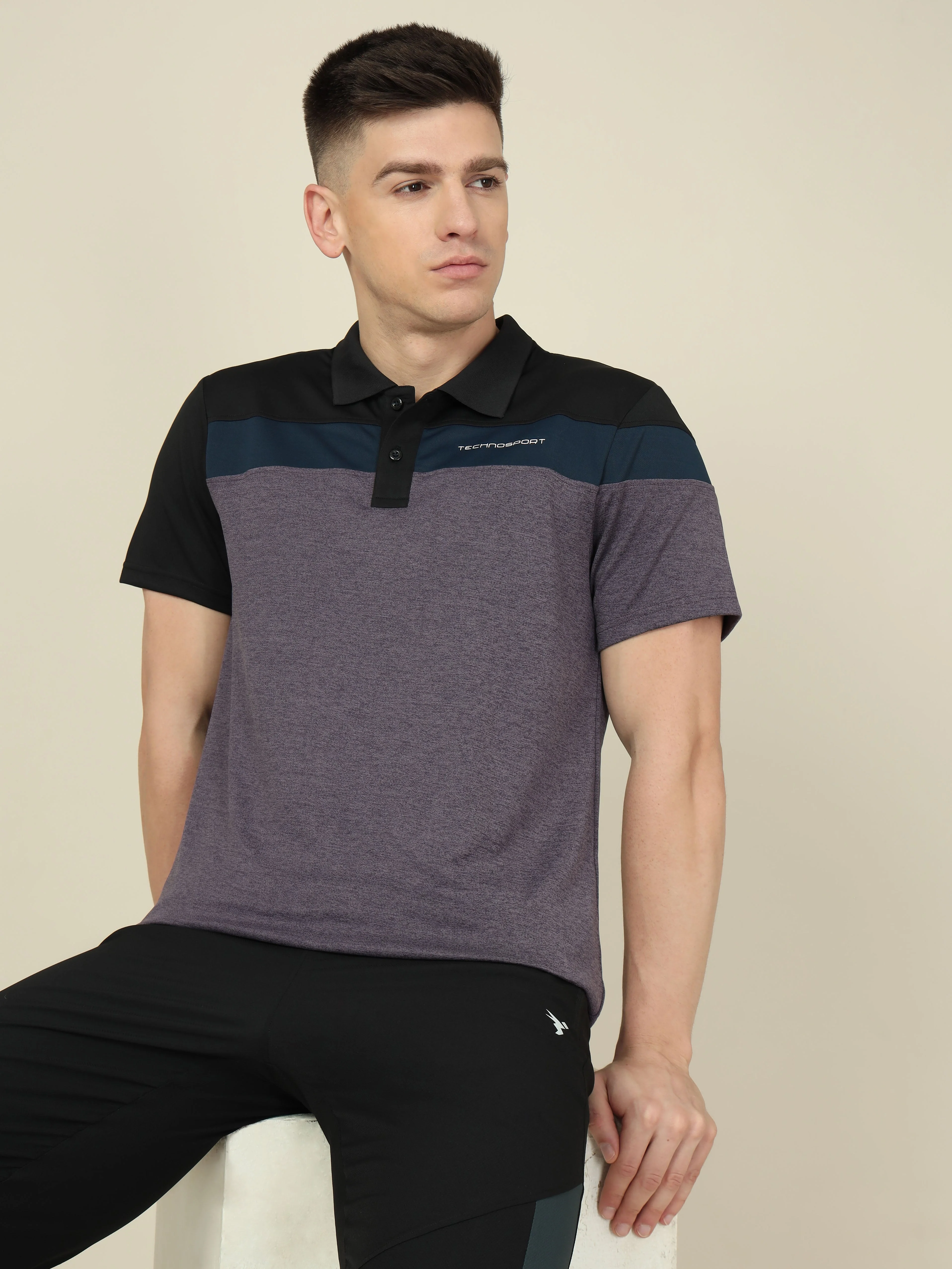 Men Colorblock Slim Fit Polo T-shirt with DOUBLE COOL - Image 3