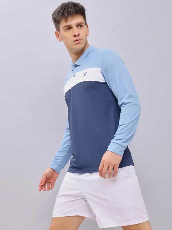 Men Colorblock Slim Fit Polo T-shirt with MATPIQ - Image 3