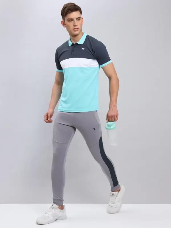 Men Colorblock Slim Fit Polo T-shirt with MATPIQ - Image 2