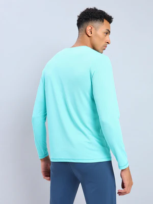 Men Solid Slim Fit Crew Neck T-shirt with TECHNO COOL+ - Image 2