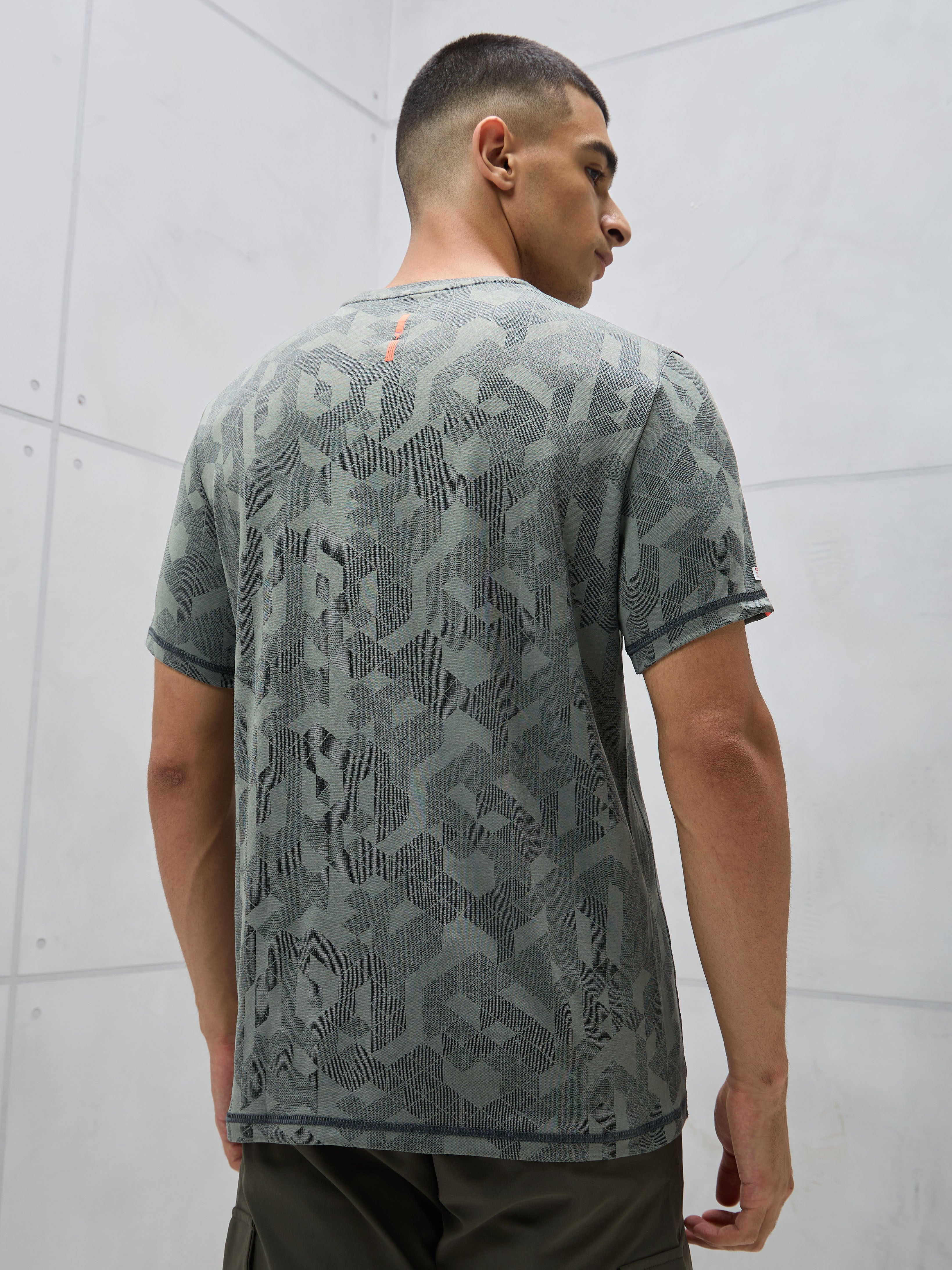 Men Jacquard Slim Fit Crew Neck T-shirt with DOUBLE COOL - Image 4