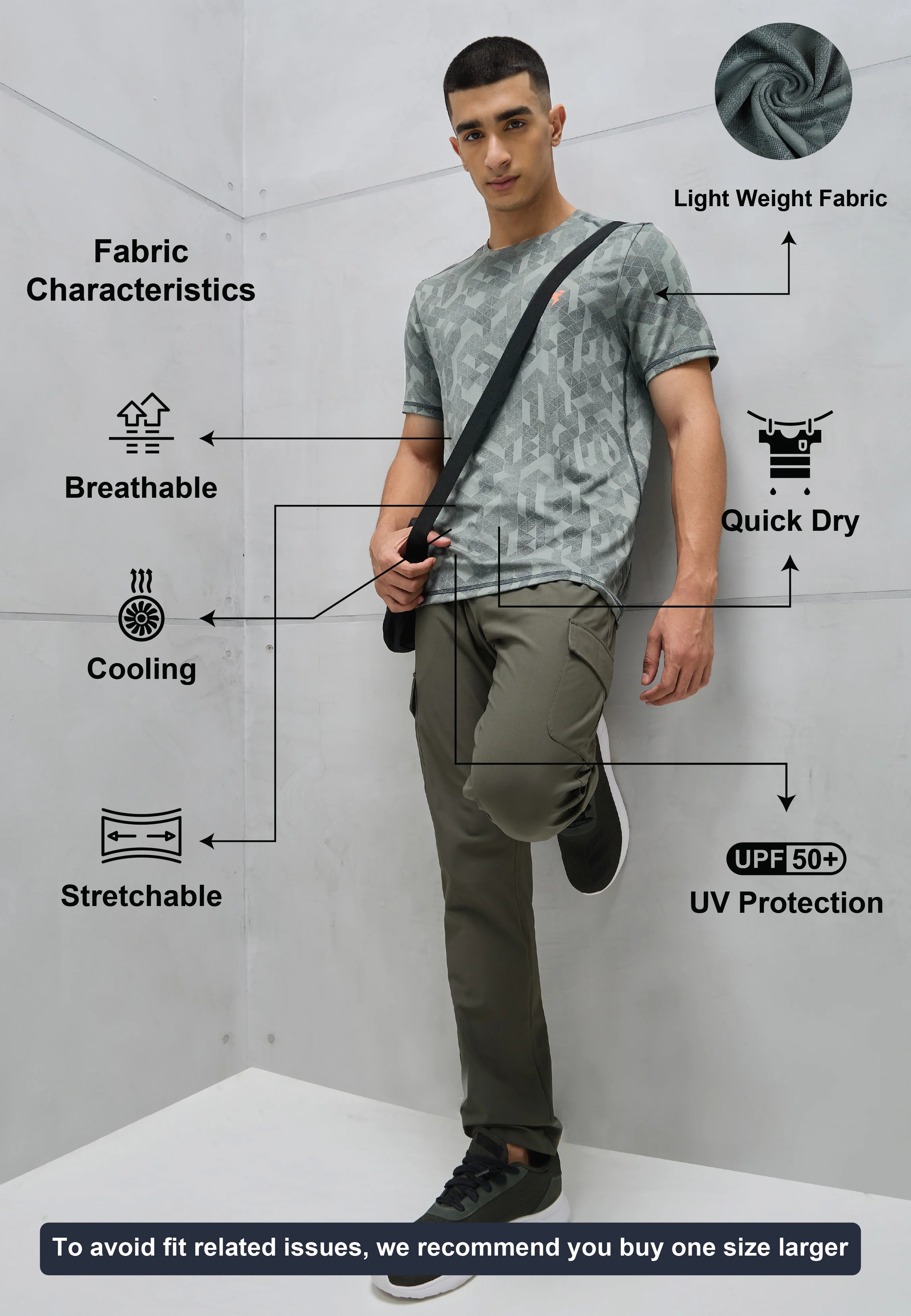 Men Jacquard Slim Fit Crew Neck T-shirt with DOUBLE COOL - Image 5