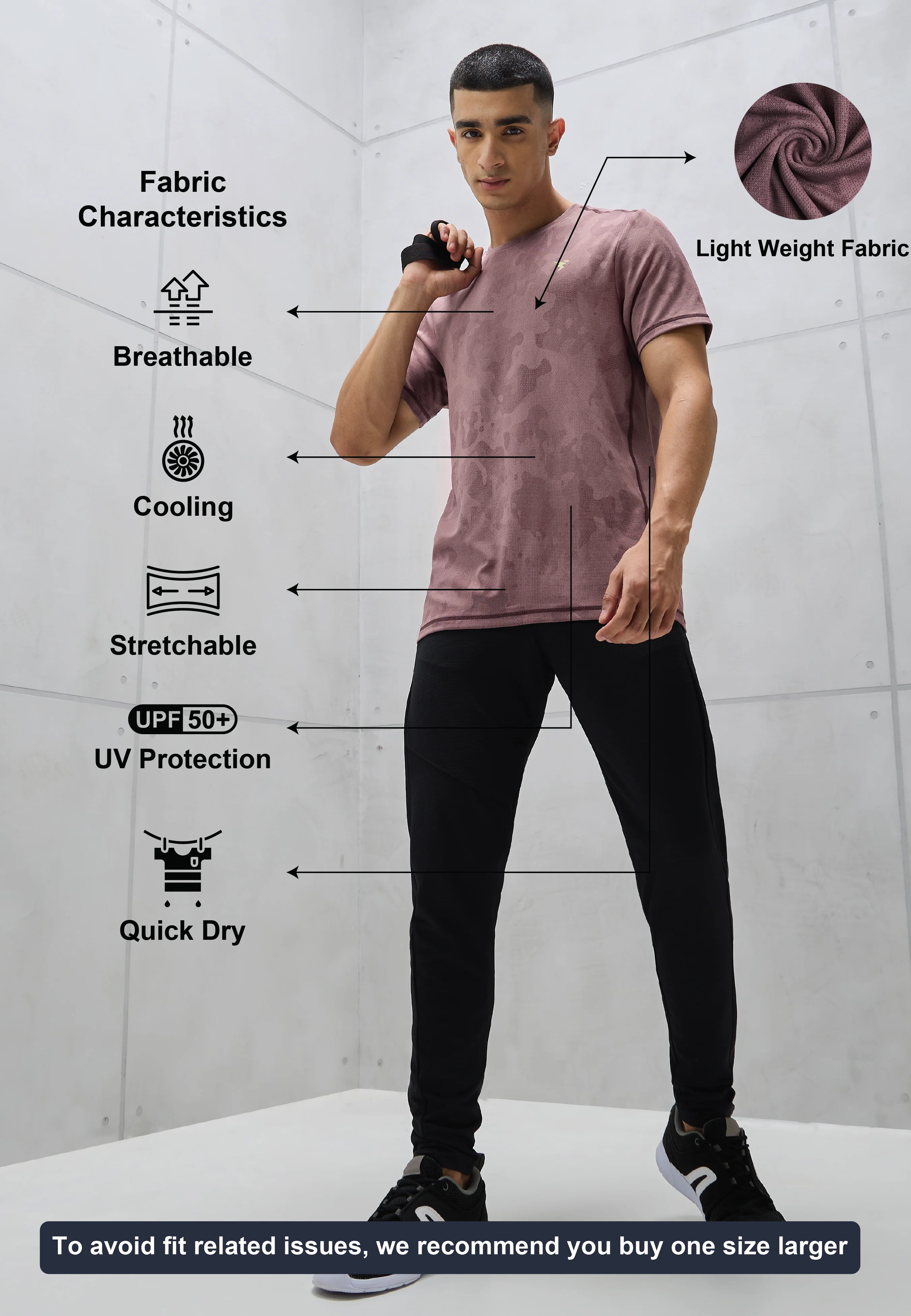 Men Jacquard Slim Fit Crew Neck T-shirt with DOUBLE COOL - Image 5