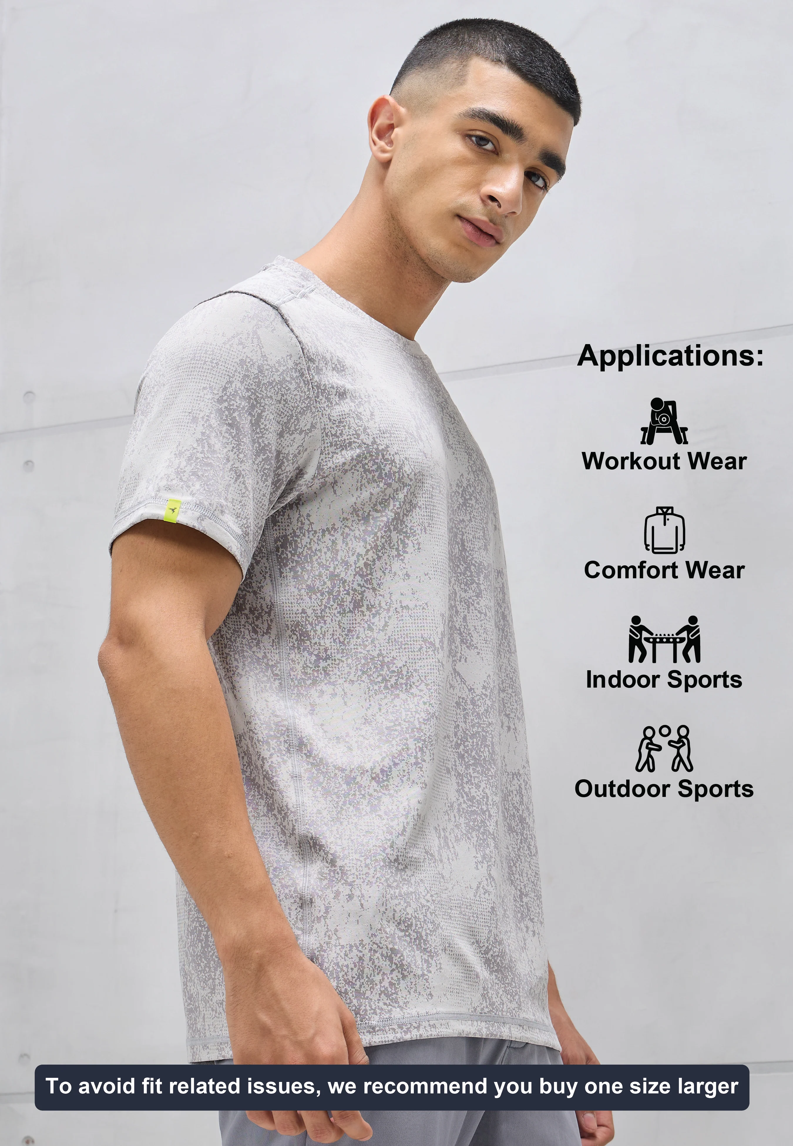 Men Jacquard Slim Fit Crew Neck T-shirt with DOUBLE COOL - Image 4