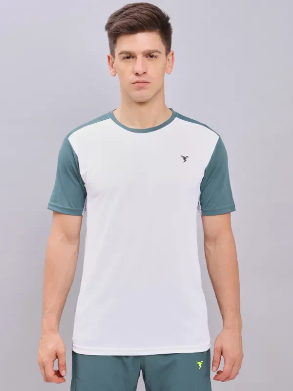 Men Colorblock Slim Fit Crew Neck T-shirt with TECHNO COOL+ - Image 2