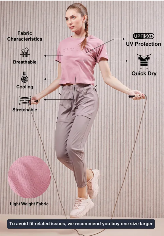 Women Printed Boxy Fit Crew Neck Crop Top with VENTMESH - Image 4