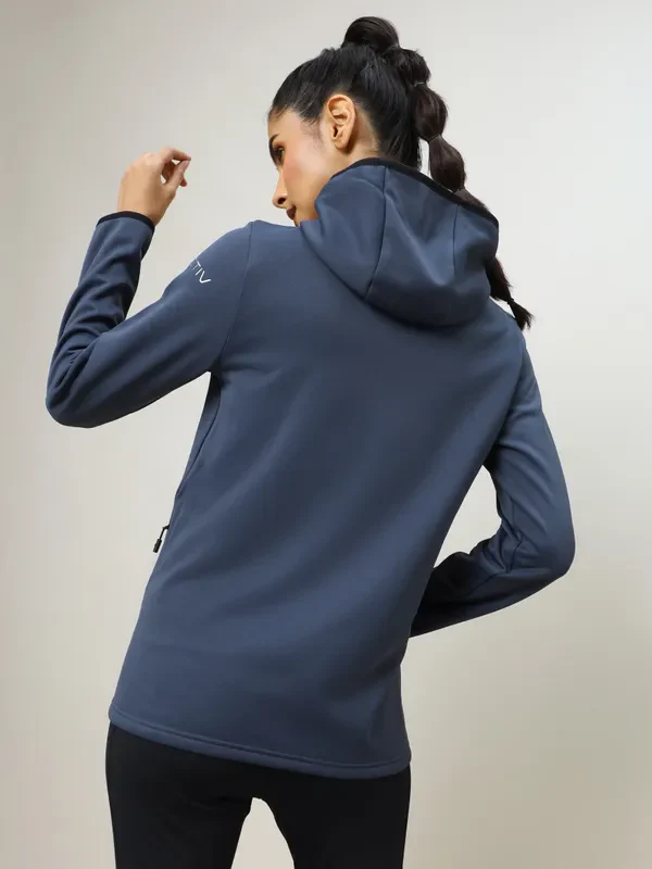Women Solid Slim Fit Hooded Jacket with TECHNO WARM+ - Image 3