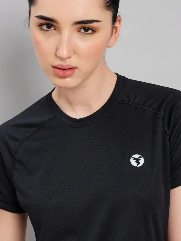 Women Solid Slim Fit Crew Neck T-shirt with TECHNO COOL+ - Image 5