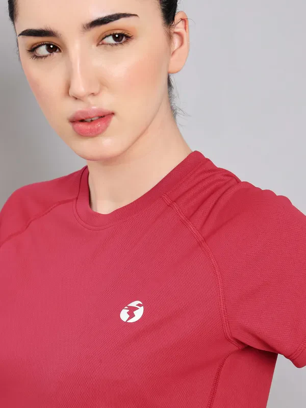 Women Solid Slim Fit Crew Neck T-shirt with TECHNO COOL+ - Image 5