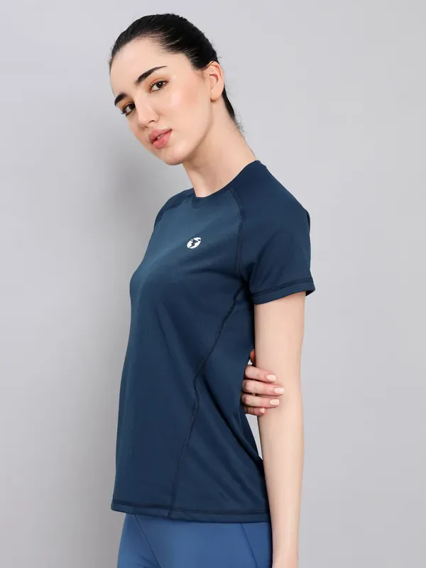 Women Solid Slim Fit Crew Neck T-shirt with TECHNO COOL+ - Image 4