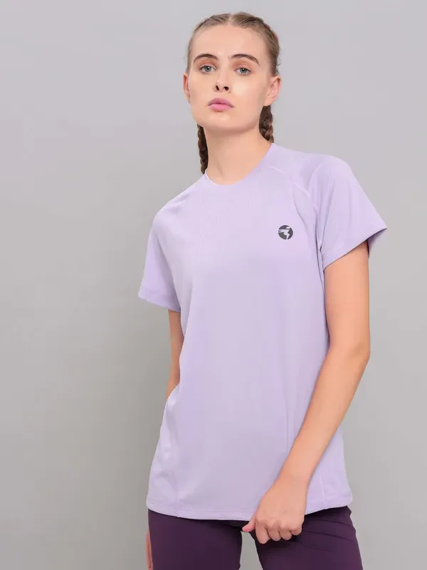 Women Solid Slim Fit Crew Neck T-shirt with TECHNO COOL+