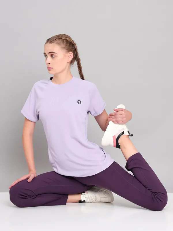 Women Solid Slim Fit Crew Neck T-shirt with TECHNO COOL+ - Image 2